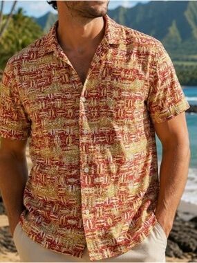 Royal Robbins Outdoor and Travel Red and Yellow Casual button up shirt.